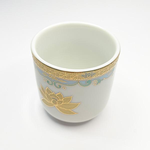 仏壇用 湯呑み 金彩蓮(彩色+金の蓮) 1.8寸 茶湯器 湯のみ ゆのみ 金彩