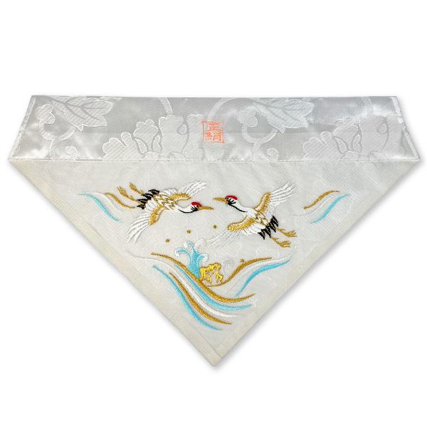 夏用 三角打敷 正絹紗 高級刺繍 波に鶴 前卓用+上卓用 京寸100代 総幅