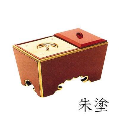 角香炉 オトシ蓋付 渕金箔押 黒塗 朱塗 5寸 15cmの画像