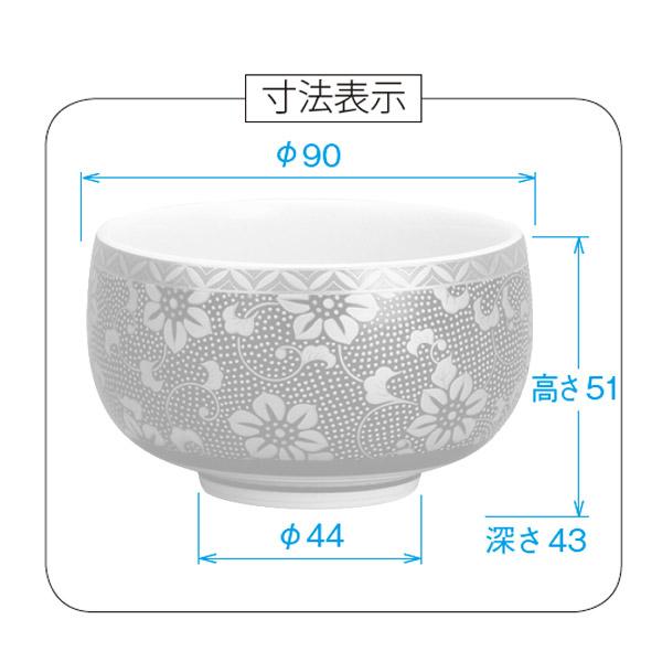 日本製 穴あき茶托セット 黒 フチ金 九谷焼茶碗付 青粒鉄仙 白粒鉄仙