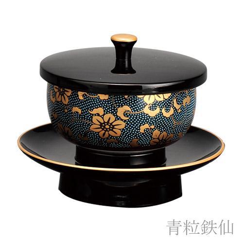 日本製 お給仕セット 小 九谷焼茶碗付 青粒鉄仙 白粒鉄仙 4.2寸 奥行15.0cm×32.0cm×10.5cm｜kokadou｜04