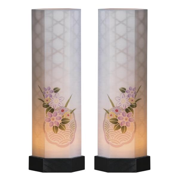 和照灯 精華 左右対称一対柄 LED仕様 コードレス ニ重張 盆提灯 盆 