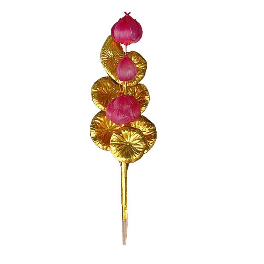 盆用品 祭壇用品 お盆飾り用品 盆花 赤蓮三輪 芯 竹製 花 紙製 全長約
