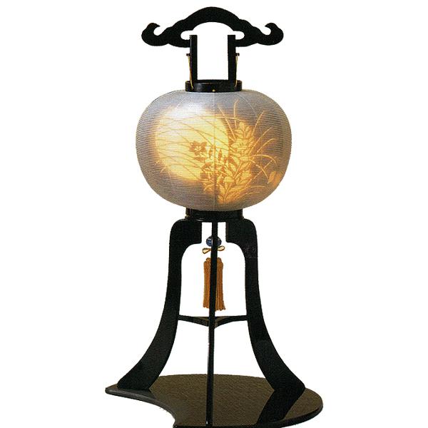 正絹 本塗】盆提灯 大内行灯 正絹張り 墨絵 本塗 12号一対