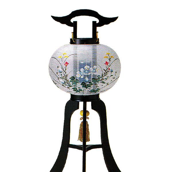 盆提灯 大内行灯 3本足 9号 水月 回転筒付 木製 絹張 高さ63cm×火袋径 幅 27cm {SK}