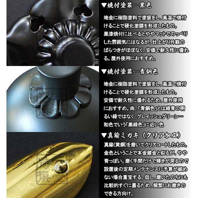 京都製 錺金具 笹金具 L字orT字 丁子 打鋲菊座付 8.0寸用 銅地に本金箔押＆フッ素厚地の外套