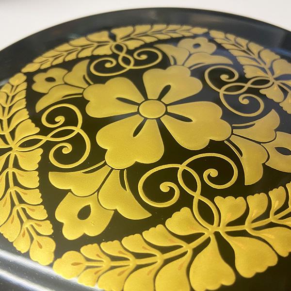 京蒔絵 切立香合 木製本漆塗 八藤紋 最上 盛上蒔絵・内部純金箔押 4寸