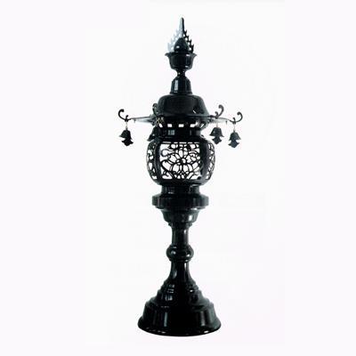 寺院用 台灯籠 一対 丸型 黒色付 電装付 高さ2尺 60cm : 京都の