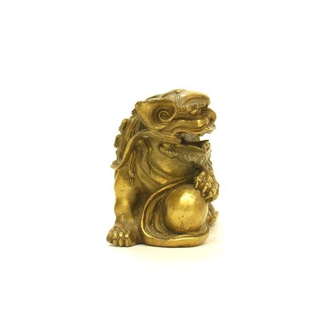 獅子 E 雌雄一対ペア銅製置物 風水開運 家内安全・魔除け・仕事・金運