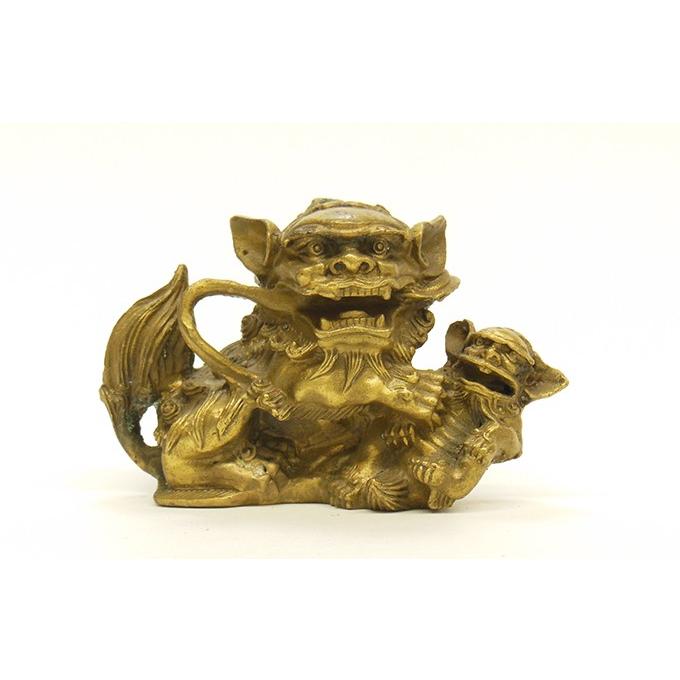 銅器 獅子 客間 茶室 商舗 鎮宅 辟邪 開運 風水 招財置物 工芸品 装飾品 獅子 E 雌雄一対ペア銅製置物 風水開運 家内安全・魔除け・仕事・金運