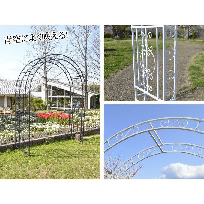 国華園 アーチ バラ ガーデン 鉄製 アーチ・咲 1個 黒 白 幅180cm 奥行
