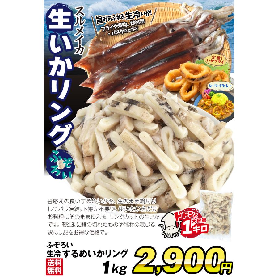 国華園 いか 1kg するめいかリング 不ぞろい 訳あり フライ 生冷 業務