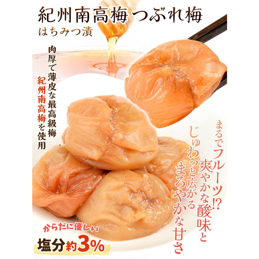 国華園 梅干し つぶれ梅 はちみつ梅 200g×2パック 塩分3% 紀州南高梅
