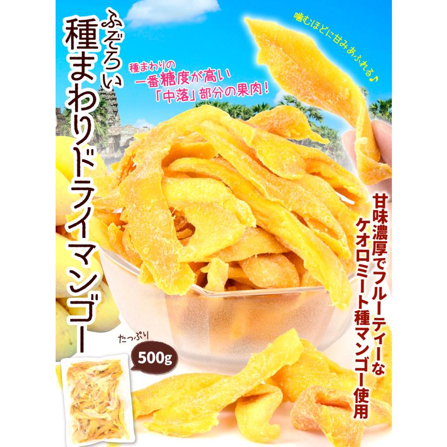国華園 ドライマンゴー 500g カンボジア産 甘味が強い種まわり 不揃い