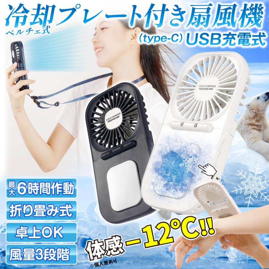 2026 最新 折りたたみミニ扇風機 冷感ミラー付き 充電式 超静音 携帯用 ハンディファン 扇風機 小型 静音 ミラー付き 首掛け ミニ扇風機 薄型