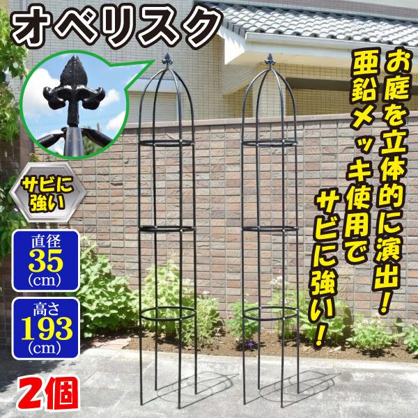 オベリスク 2個1組 直径 35 高さ 193 トレリス ガーデニング ガーデン クレマチス つる 薔薇 バラ 誘引 庭 ベランダ 植木鉢 玄関 亜鉛メッキ 園芸 国華園（Yahoo!・花と緑 国華園）