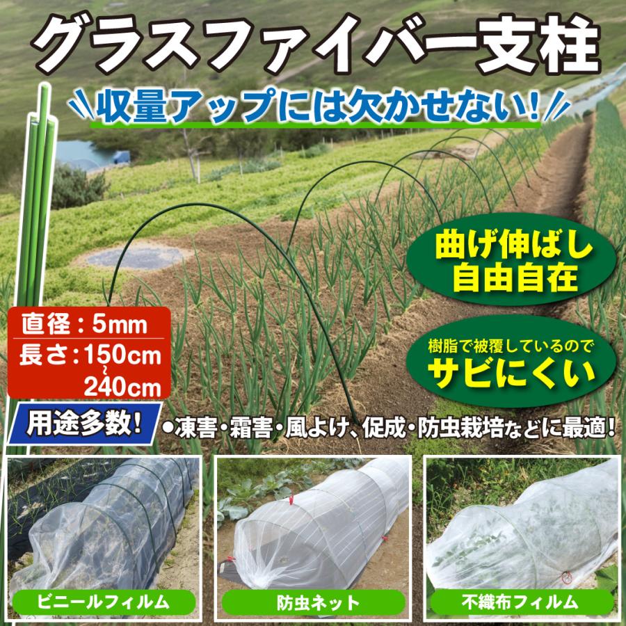 国華園 グラスファイバー 支柱 直径5mm 長さ240cm 100本 トンネル 園芸