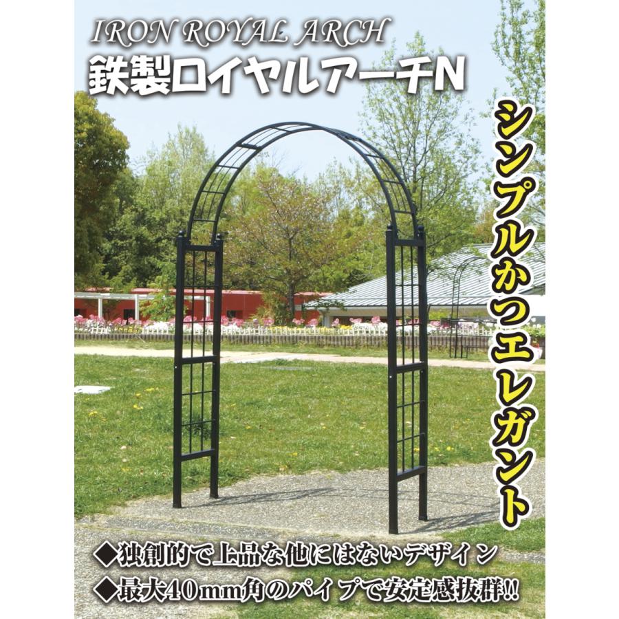 クリアランス アーチ ガーデンアーチ ローズアーチ バラアーチ 鉄製ロイヤルアーチ・N 幅120cm 1個 幅120・奥行45・高さ230 ガーデニング 庭 玄関 国華園｜kokkaen｜02