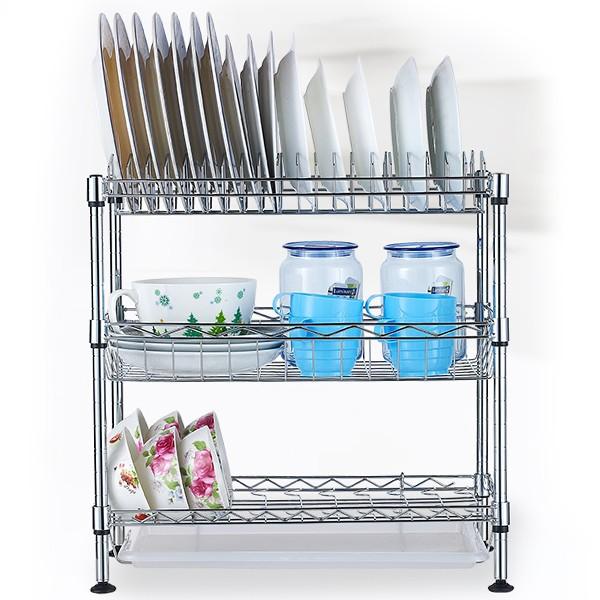 水切りラック 3段 1個 幅45・奥行25・高さ44 水切り かご スチール製