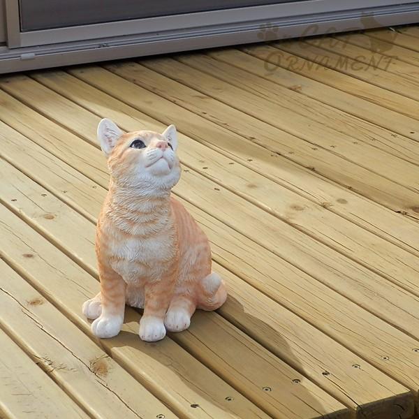 国華園 オーナメント 猫 見上げるねこ・もなか 幅18×奥行22×高さ29cm 1