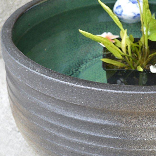 睡蓮鉢 すいれん鉢 鉄紺(てつこん) 1個 直径40・高さ22cm メダカ鉢  