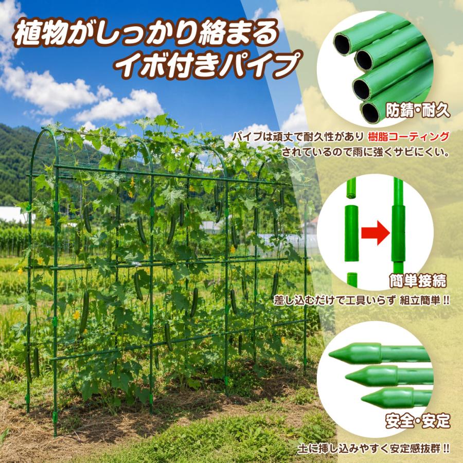支柱 ネット付 つる菜園トンネルアーチ 1個 高さ 180cm つる野菜 家庭
