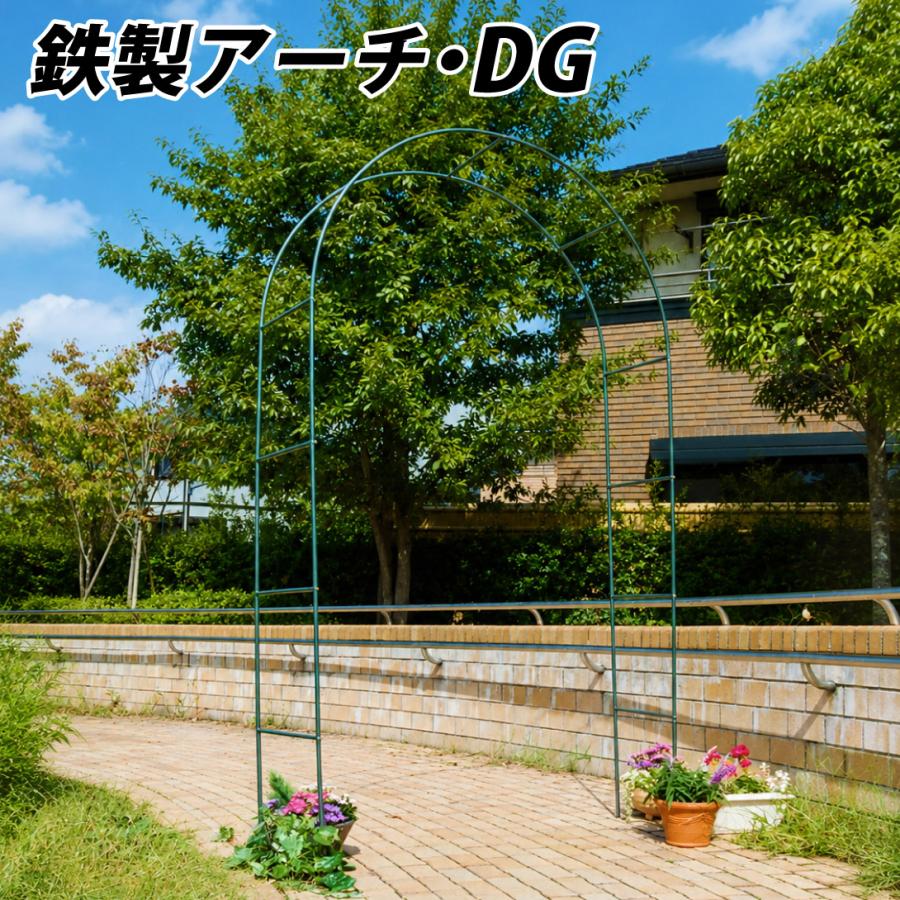 国華園 即納 鉄製 アーチDG ダークグリーン 1個 幅140 奥行40 高さ240
