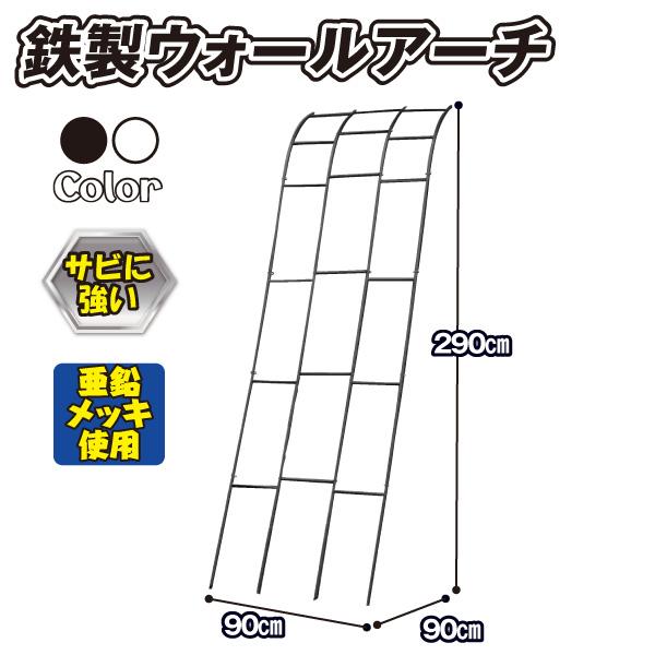 鉄製ウォールアーチ 黒 白 1個 バラアーチ フラワーアーチ 高さ290 幅90 奥行き90 立掛け ローズアーチ イルミネーション 国華園（Yahoo!・花と緑 国華園）