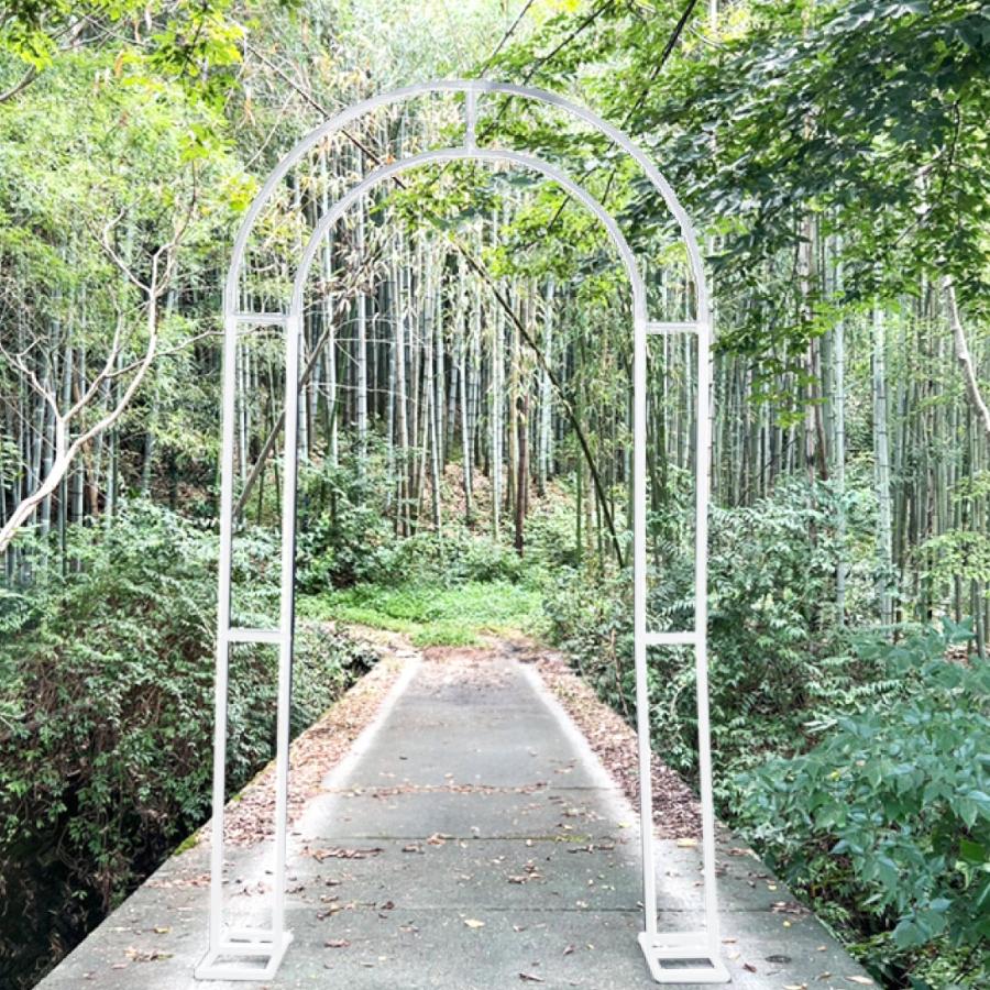 アーチ 鉄製 平面 アーチ・ミント 1個 白 黒 幅120 高さ220 ガーデン