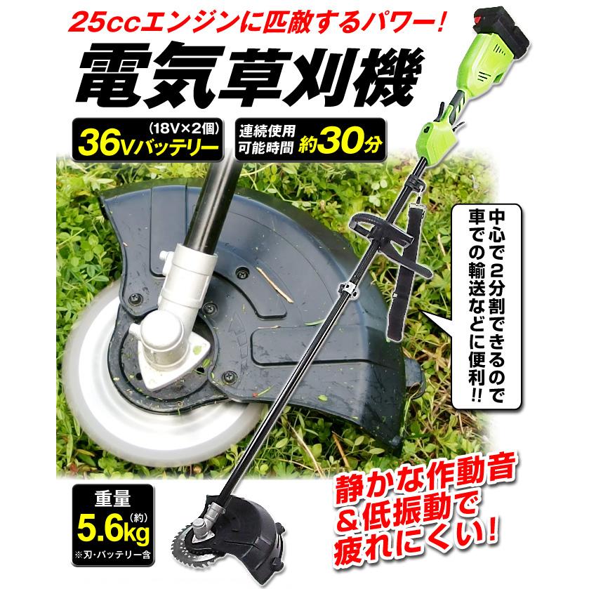 第一ネット 大容量バッテリー 軽量 角度調整 伸縮 赤 草刈り 36V 充電式草刈機 - その他