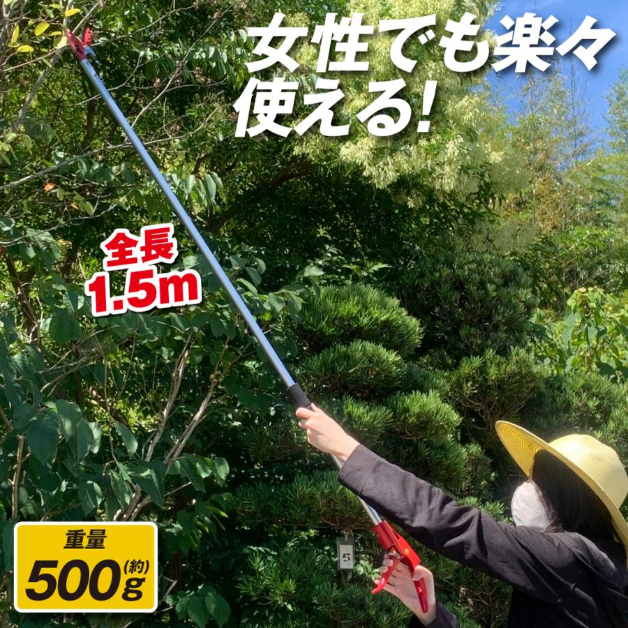 国華園 高枝切りバサミ 剪定鋏 全長1.5m 剪定ばさみ 枝切りばさみ 高枝