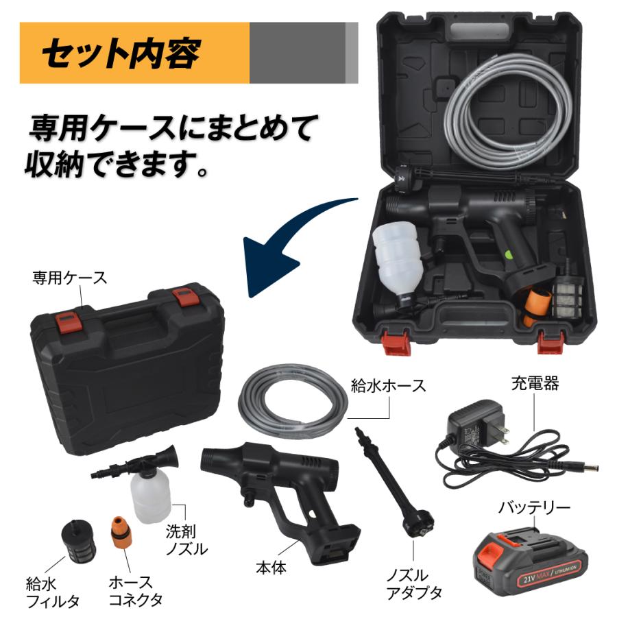 高圧洗浄機 コードレス 充電式 高圧洗浄機BK 1個 バッテリー付属 6in1