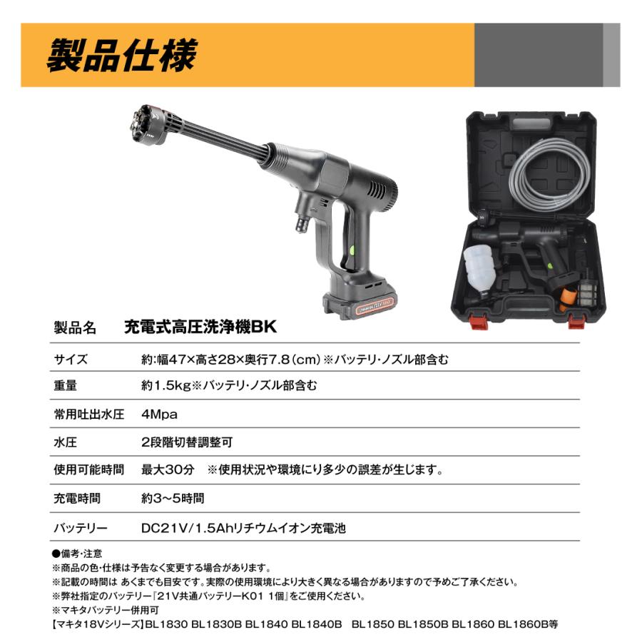 Kmaster 国華園 即納 高圧洗浄機 コードレス 充電式 高圧洗浄機BK 1個