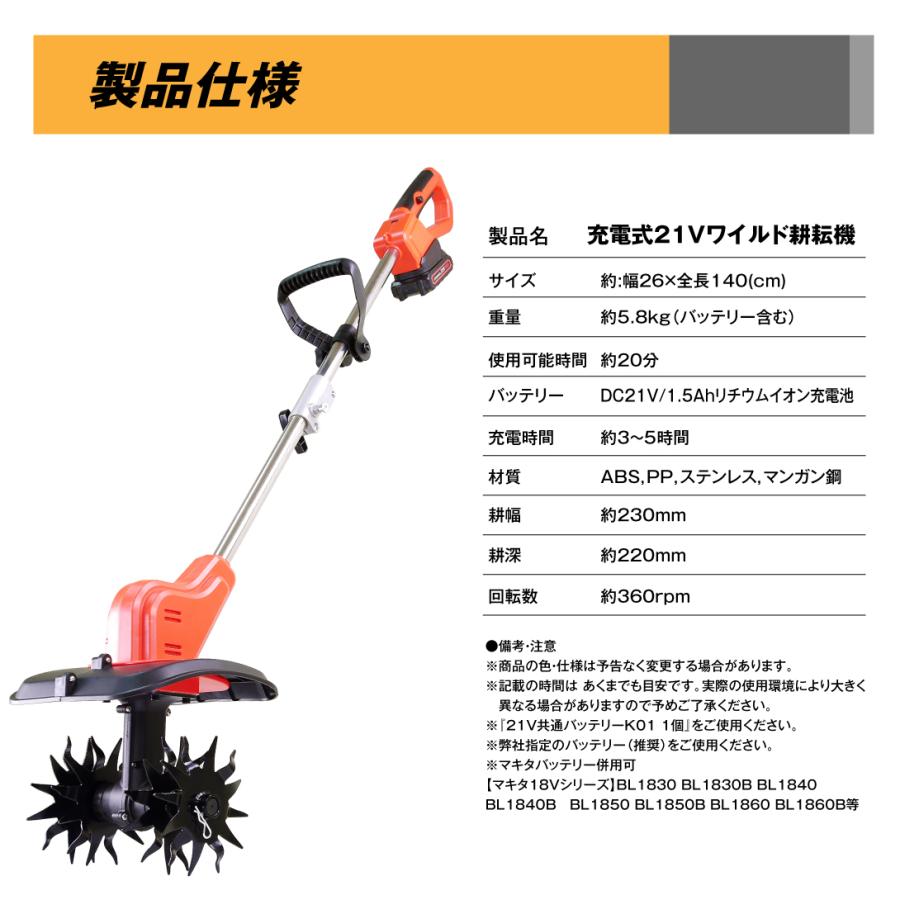 Kmaster 国華園 即納 耕運機 耕うん機 家庭用 充電式 21V ワイルド