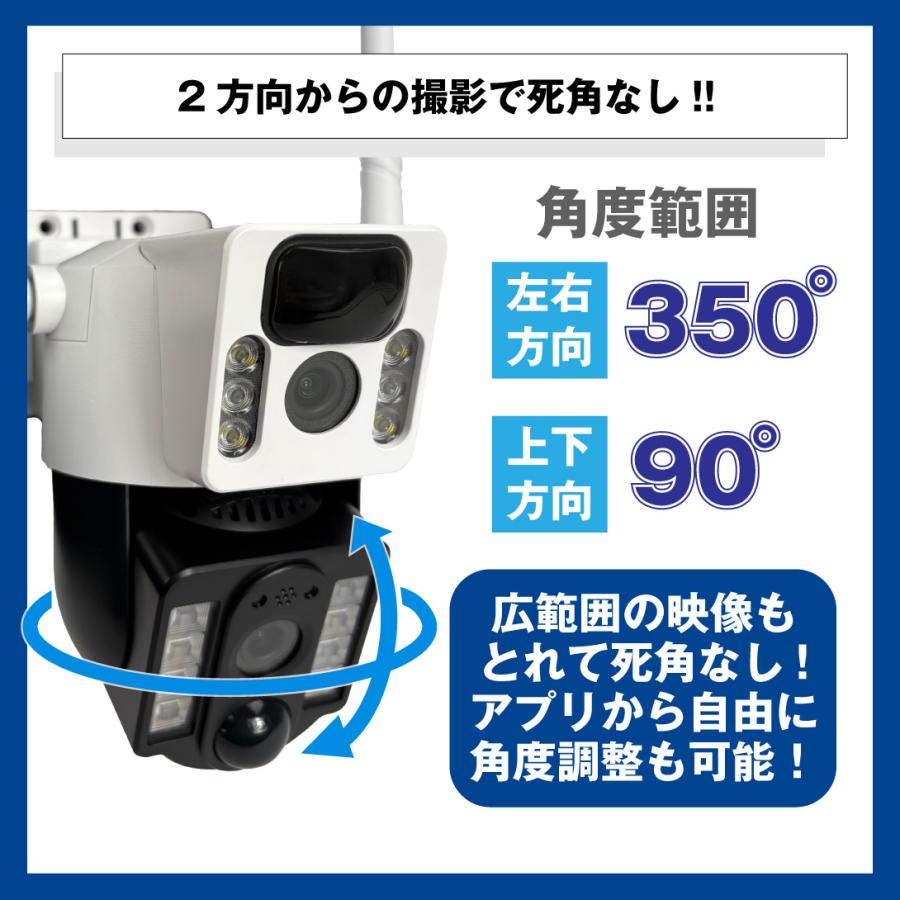 国華園 即納 防犯カメラ Wレンズ ソーラー式 Wi-Fi 32GB SDカード付