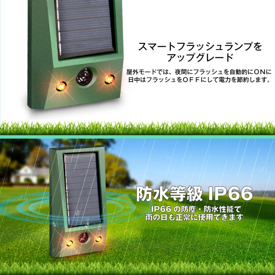 猫よけ 動物撃退器 4個セット　 ソーラー＆USB充電式猫除けIPX4防水 4個セット 猫よけ 対策 超音波 最強 警告音 フラッシュ ねこよけ 退治