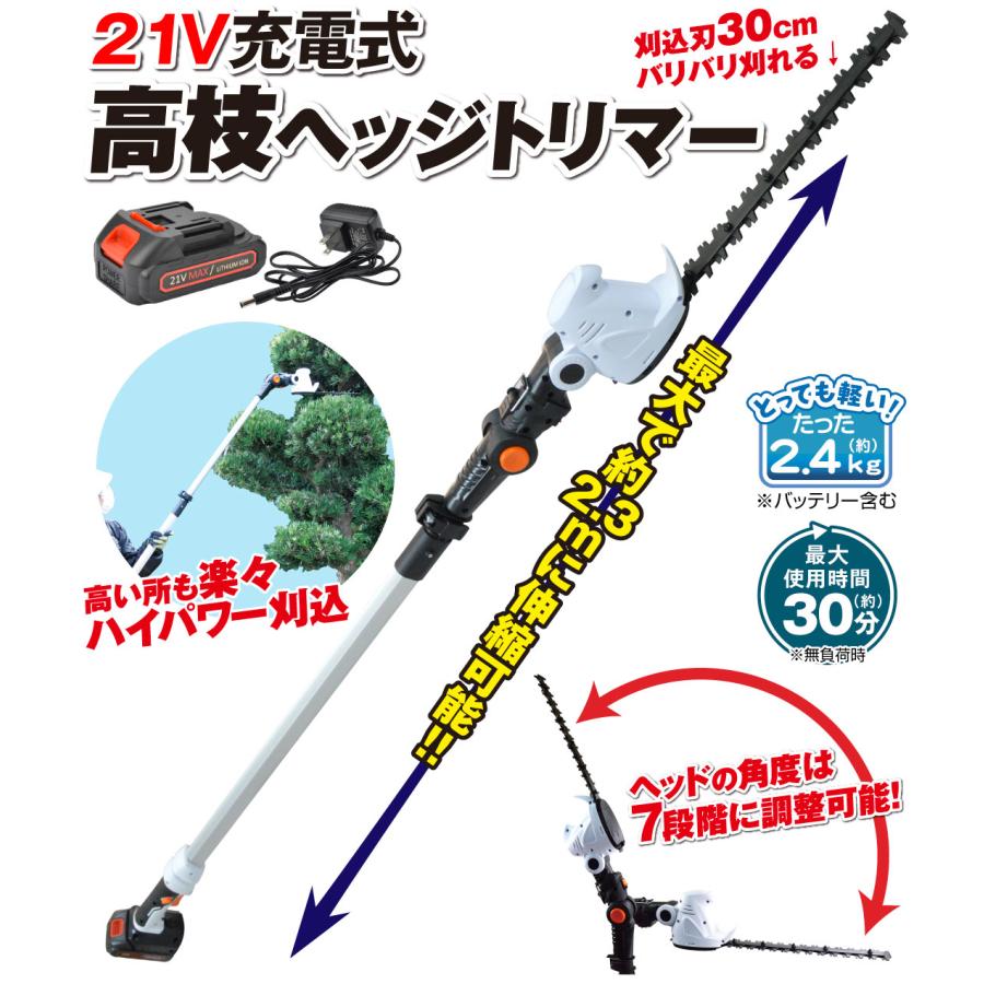 ヘッジトリマー 1台 充電式 ポール ヘッジ トリマー NEW充電式 高枝 芝