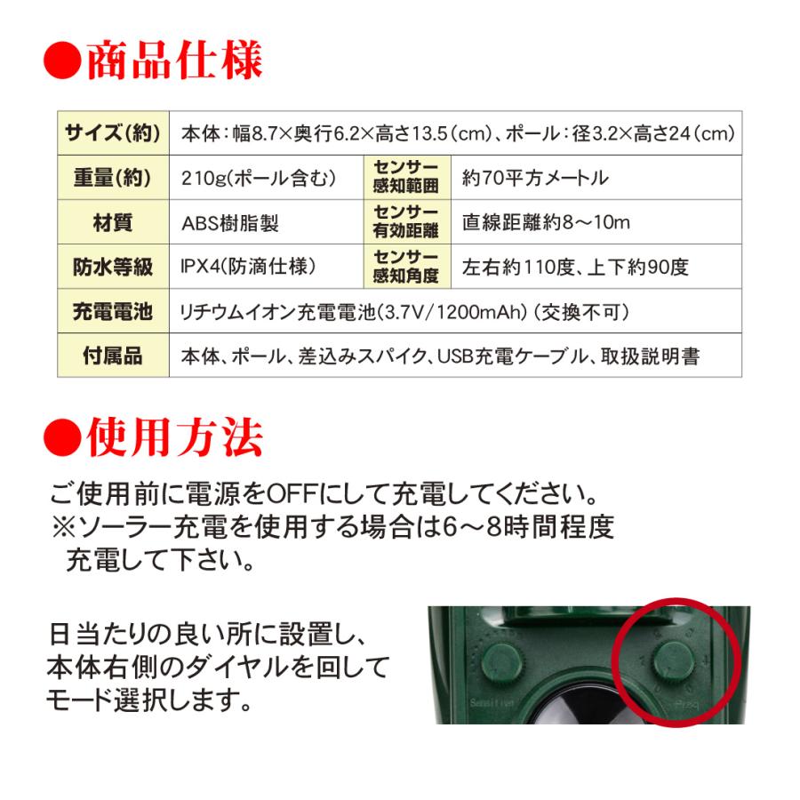 国華園 1個 猫よけ 超音波 猫除け 対策 最強 庭 イノシシ 退治