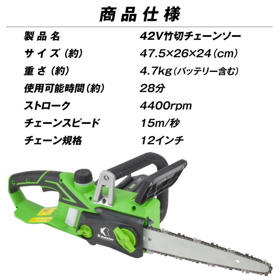 Kmaster 国華園 即納 チェーンソー 充電式 コードレス 12インチ 竹切り