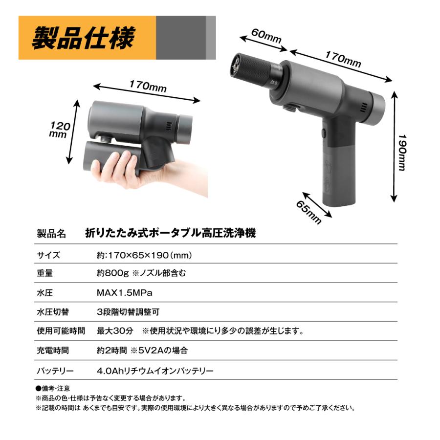 Kmaster 国華園 高圧洗浄機 折りたたみ式 ポータブル 充電式高圧洗浄機