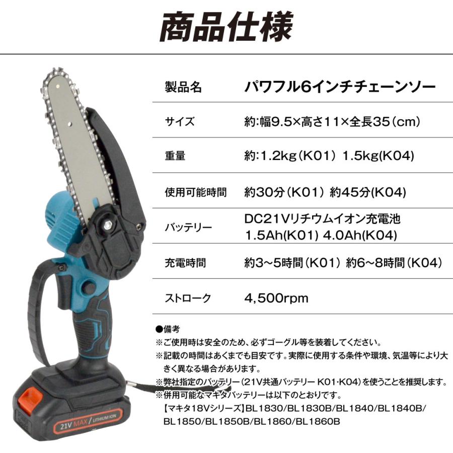 Kmaster 国華園 即納 チェーンソー 充電式 小型 6インチ 電動ノコギリ