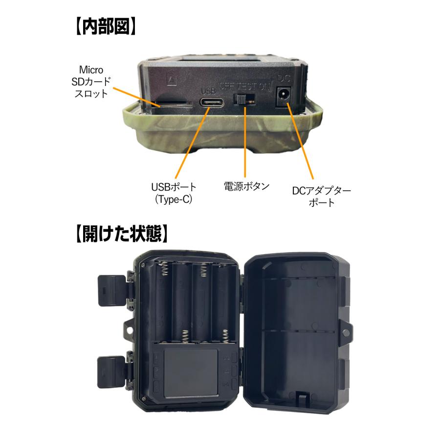 防犯カメラ トレイルカメラ 4K 5000万画素 高画質 室内 屋外 32GB