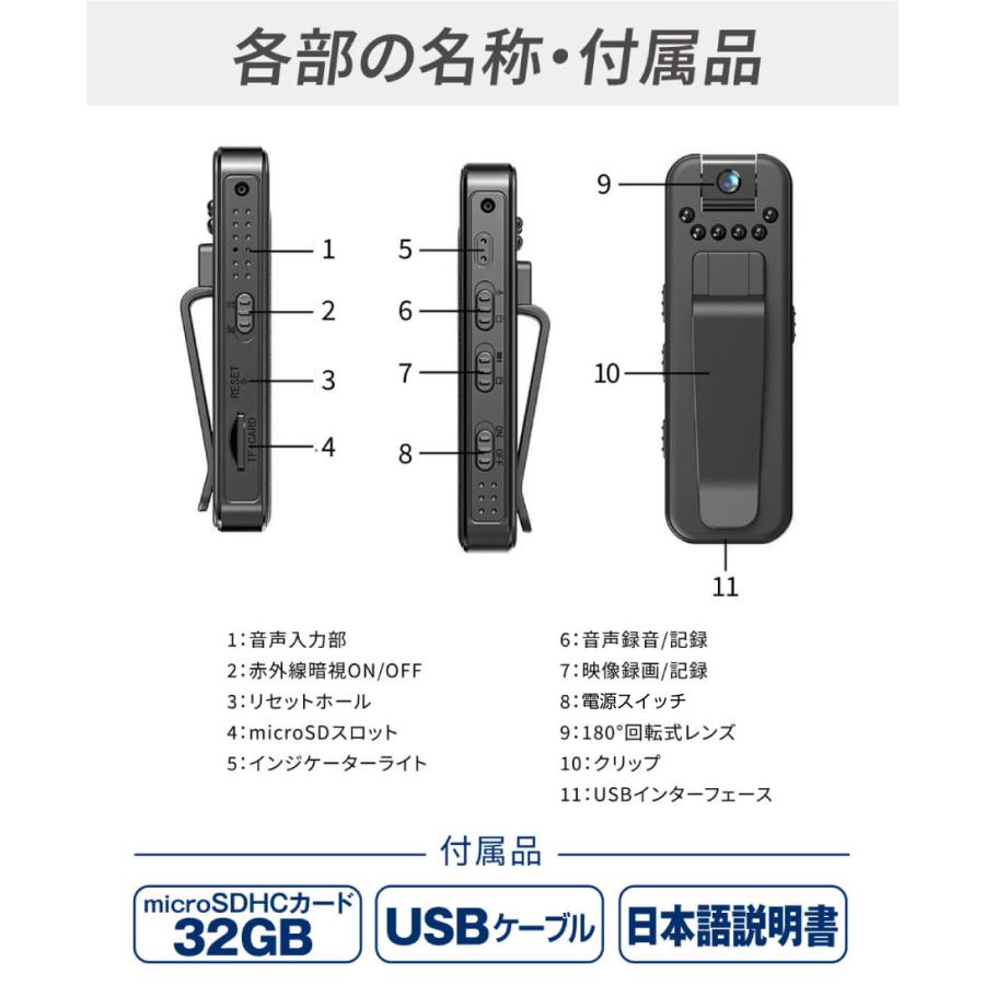 国華園 小型カメラ ポケットカメラ ウェアラブル MD-S（32GB SD付