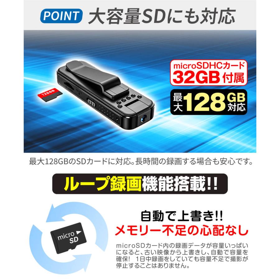 国華園 小型カメラ ポケットカメラ ウェアラブル MD-S（32GB SD付