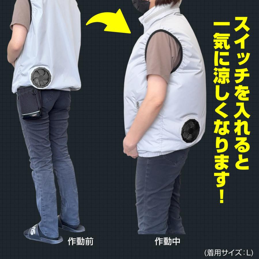 Kmaster 国華園 即納 空調ベスト お手軽風冷ベスト フルセット 1組 ファン付き ベスト 空調ウェア 空調作業服 UVカット エアコン ...