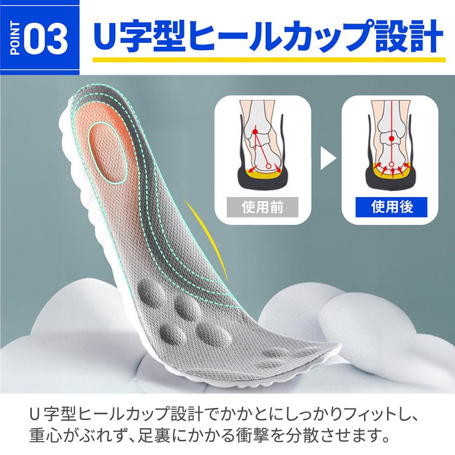 インソール 疲れない 衝撃吸収  足底筋膜炎  立ち仕事 中敷き アーチサポート 足つぼ o脚 扁平足 スポーツ 大きいサイズ |  | 06
