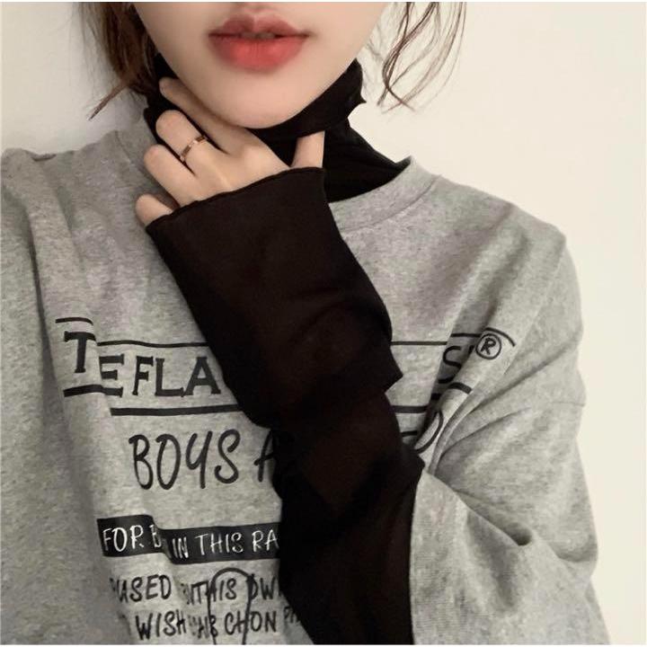 トップス レディース 冷え防止 オフィス 重ね着 シースルー シアートップス メロウ チュールブラウス カットソー 着痩せ 長袖 |  | 01