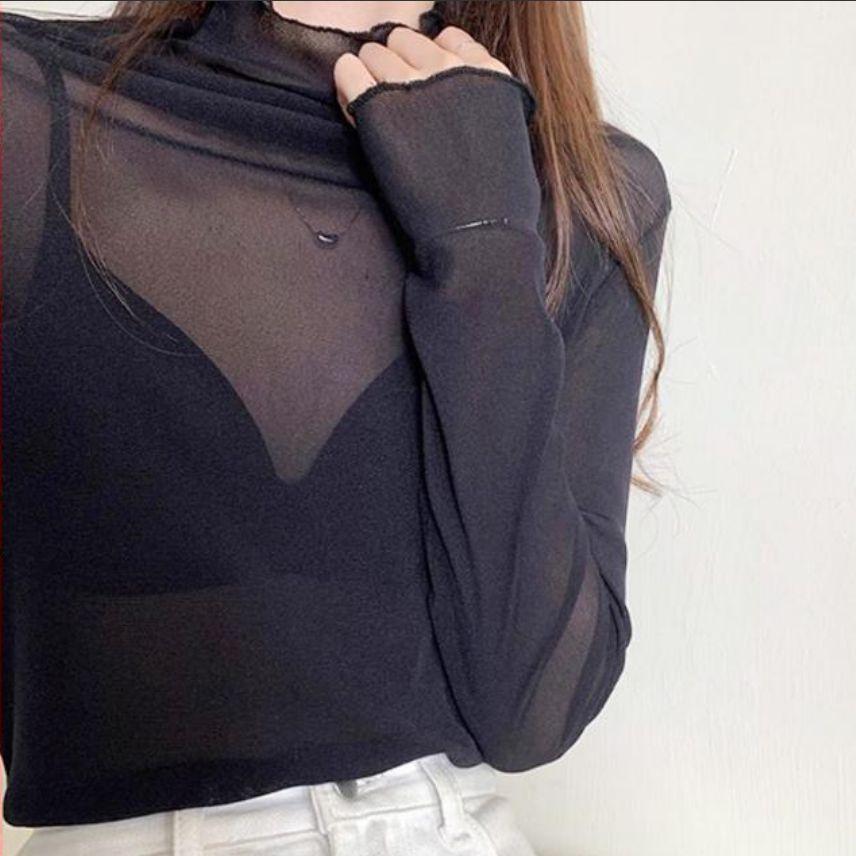 トップス レディース 冷え防止 オフィス 重ね着 シースルー シアートップス メロウ チュールブラウス カットソー 着痩せ 長袖 |  | 12