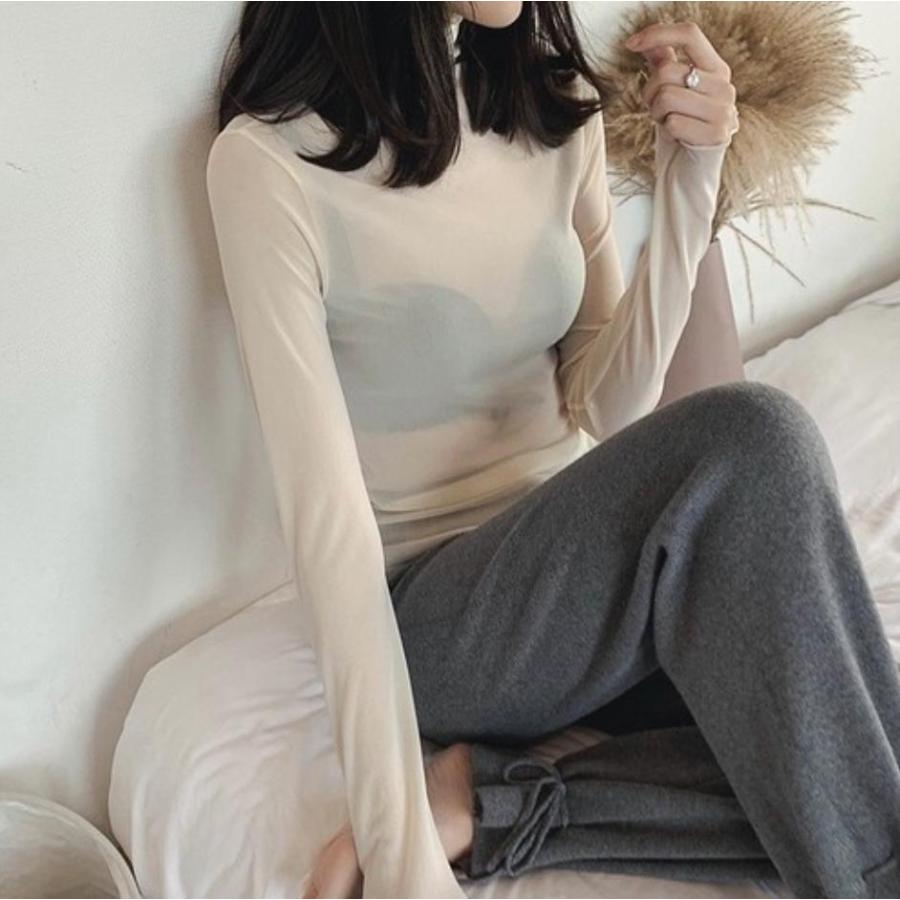 トップス レディース 冷え防止 オフィス 重ね着 シースルー シアートップス メロウ チュールブラウス カットソー 着痩せ 長袖 |  | 14