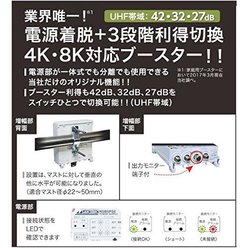 日本アンテナ 3.2GHz(4K・8K放送)に対応 利得切換式屋外用電源着脱型ブースター NSB42DSUE-BP 特徴 2GHz 4K 8K放送 に対応 NSB42DSUE BP